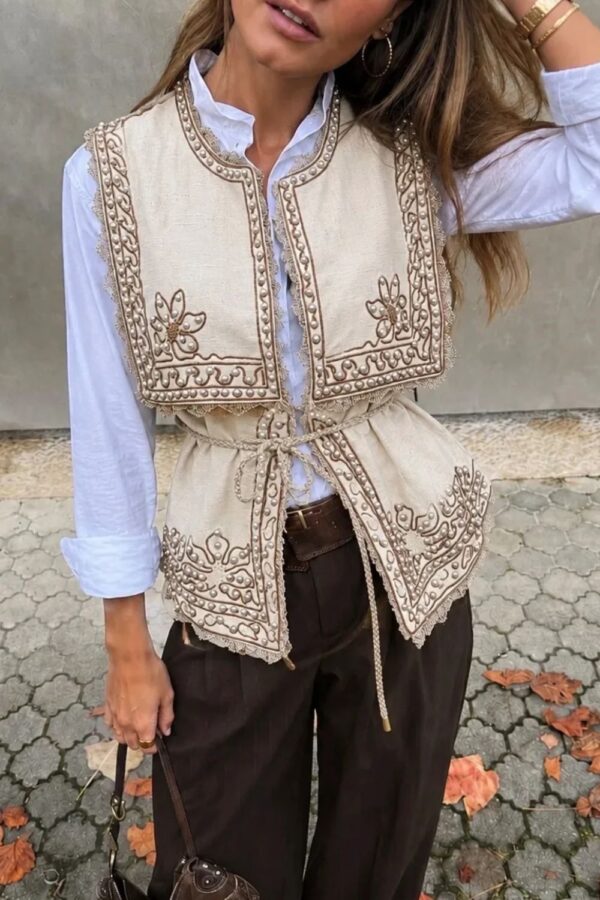 CHALECO GRACE BORDADO BEIGE