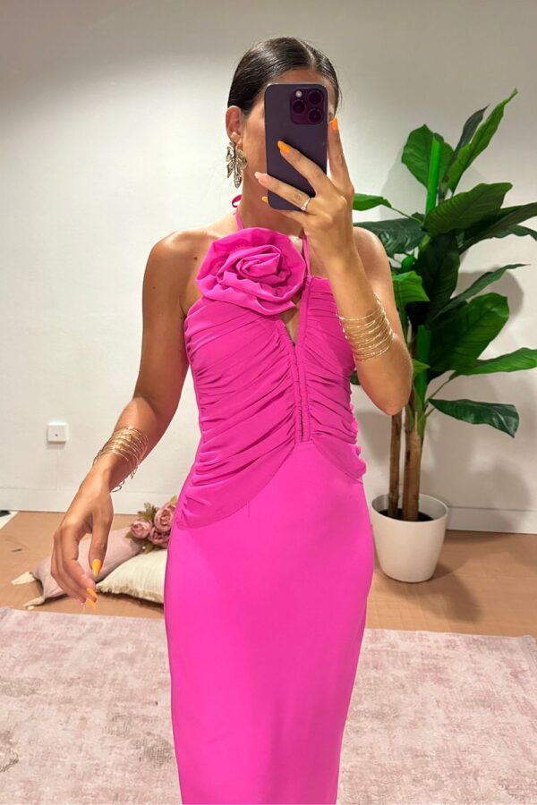 VESTIDO FUCSIA FLOR